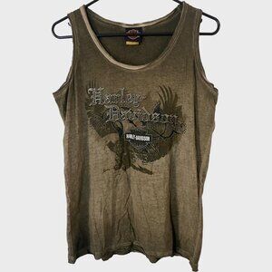 Vintage Harley Davidson Distressed Tank Top Womens Size Large Sleeveless Studded